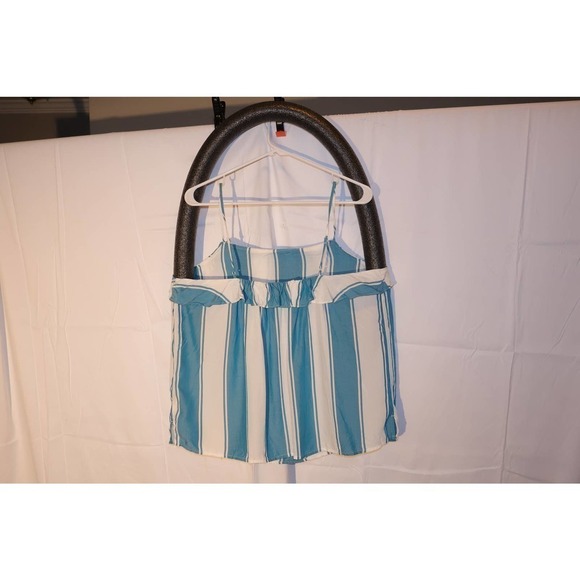 Old Navy ruffle Cami White Blue Vertical Stripe - Picture 5 of 14